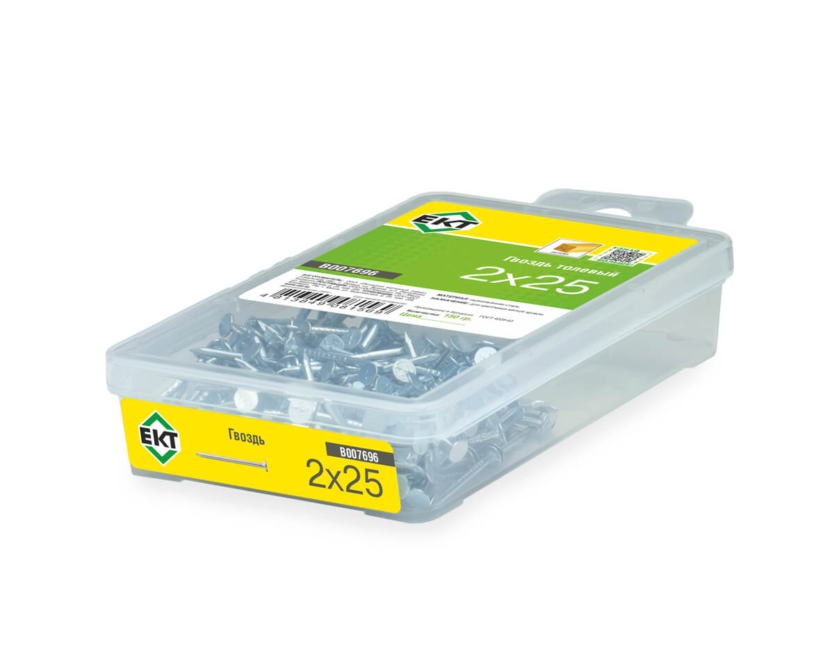 Гвоздь толевый 2,0х25, оцинкованный, в пласт. контейнере (упак/0,15кг)