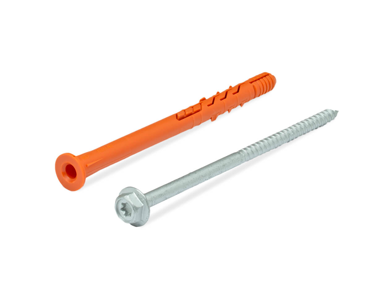 Рамный дюбель, шуруп с п/ш под ключ/TX, покр. ДАКРОМЕТ, 10x140 RD-H, НЕЙЛОН (упак/25шт)