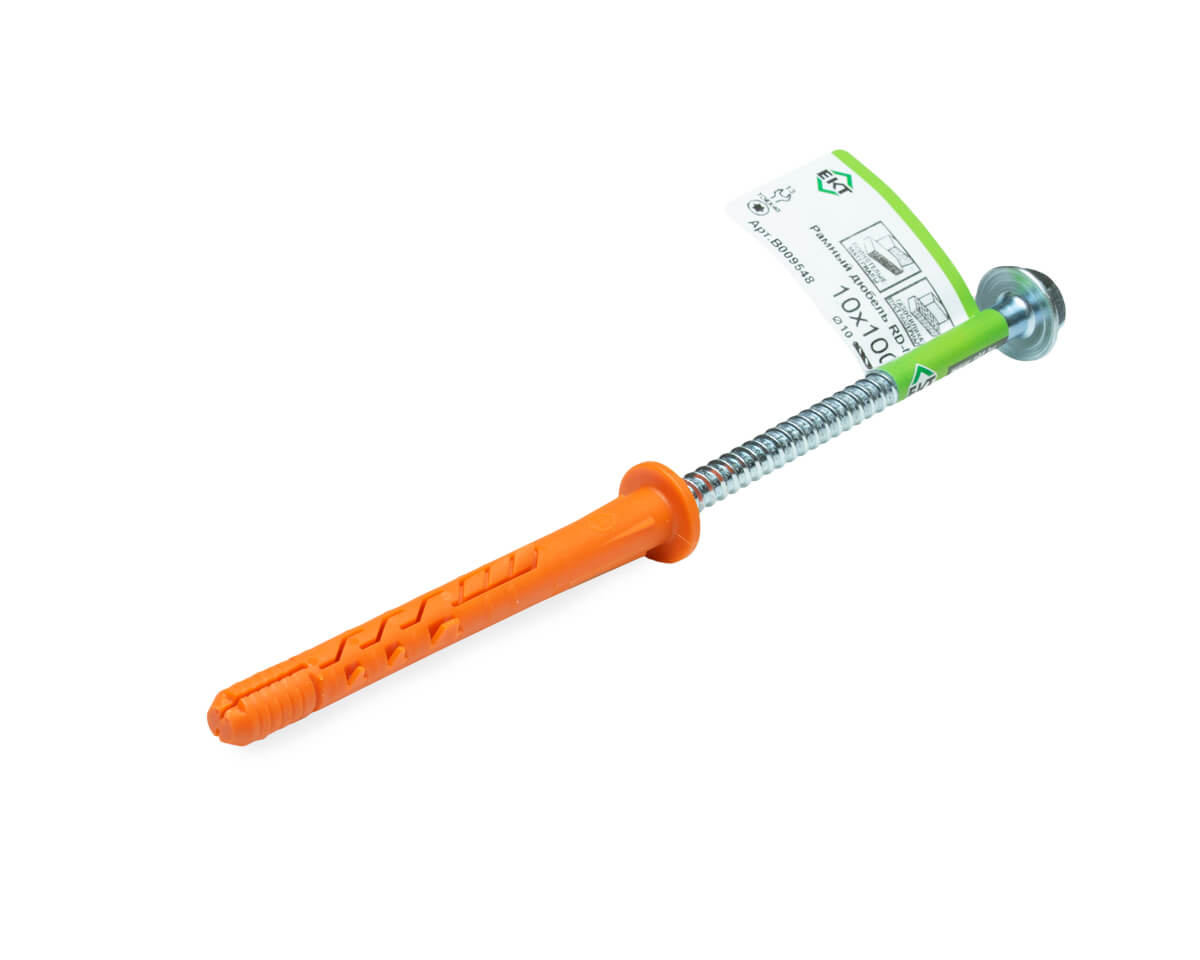 Рамный дюбель с шурупом ЕКТ RD-H 10x100 цилиндр, НЕЙЛОН (с этик./1шт)