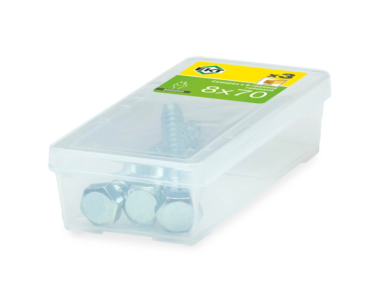 Саморез с 6-гранной головкой 8,0 х70 острый, цинк (упак/3шт)