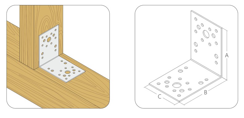 Уголок крепежный равносторонний 80x80x40x2,0 мм KUR-80-40 (упак/100шт)