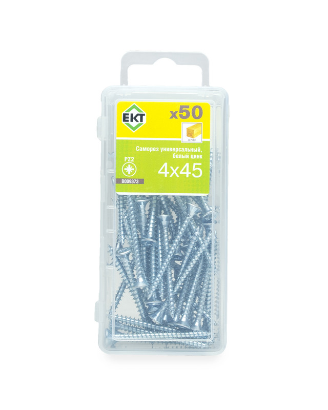Саморез универсальный 4.0х45, белый цинк (упак/50шт) ЕКТ