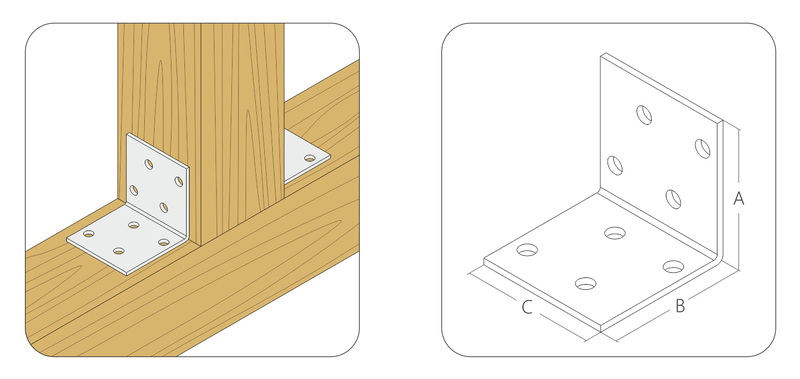 Крепежный уголок оцинкованный равносторонний 100x100x80x1,5 мм KUR-100-80x1,5 (упак/8шт)