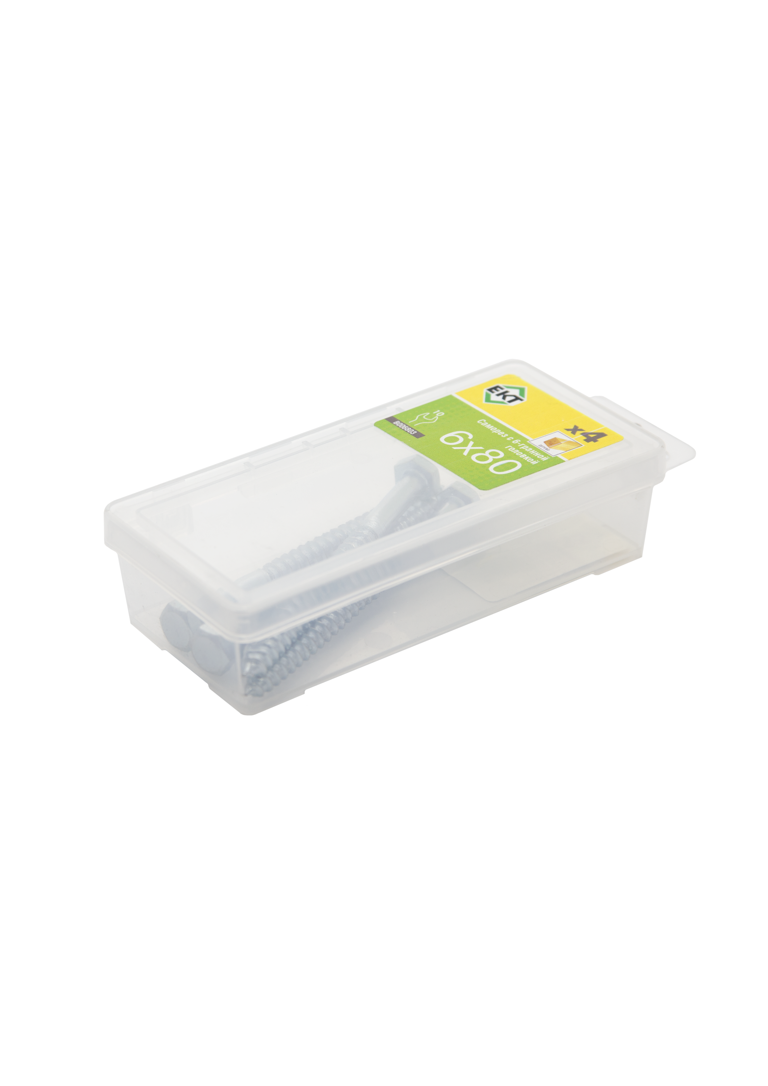 Саморез с 6-гранной головкой 6,0х80 острый, цинк (упак/4шт)