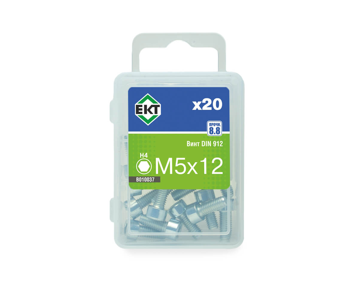 Винт 5х12 с цилиндр.гол.и внутр.шестигр., цинк,прочн.8.8 DIN 912 (упак/20шт)