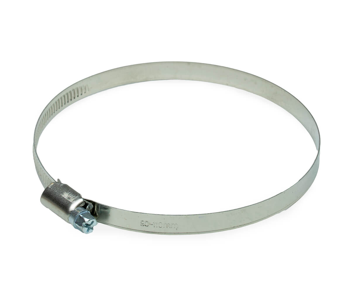 Хомут червячный (90-110 мм), ширина 9 мм, DIN3017-1, НЕРЖ. СТАЛЬ SS201, W2, винт оцинк. (упак/5шт)