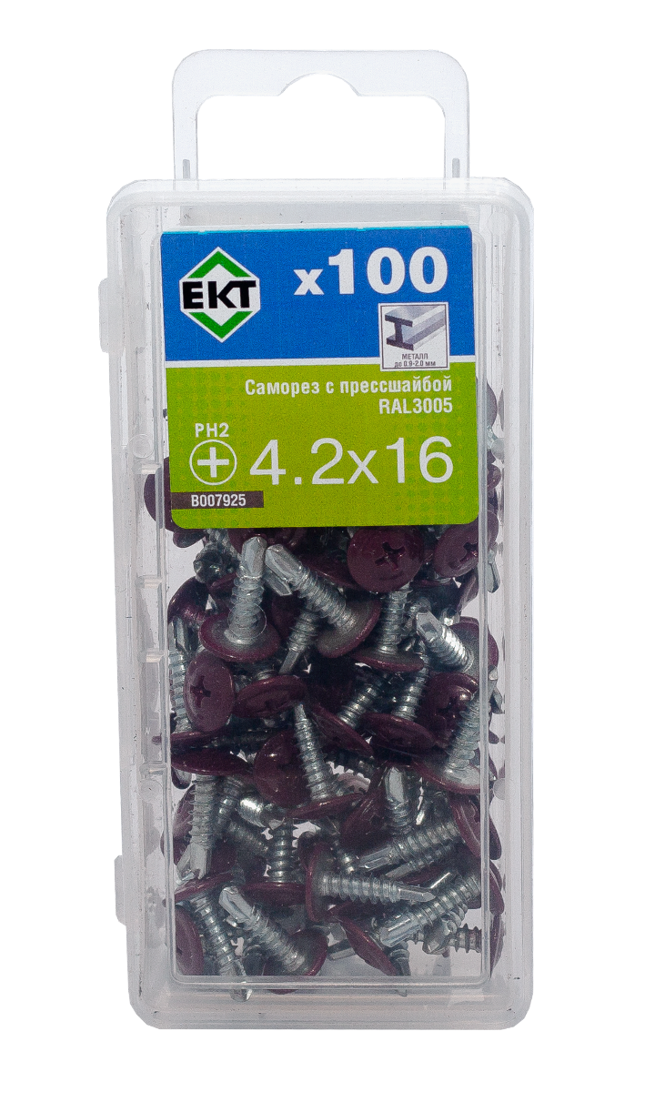 Саморез с п/ш, сверло 4.2х16 RAL3005 (упак/100шт)