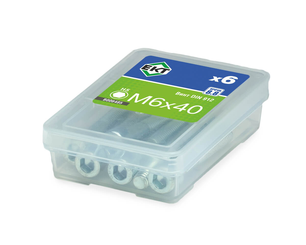 Винт 6х 40 с цилиндр. гол. и внутр. шестигр., цинк, прочн. 8.8 DIN912 (упак/6шт)
