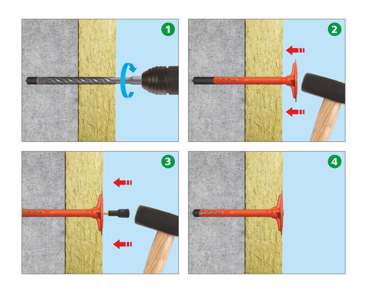 Держатель теплоизоляции 10x200 со стальным гвоздем с термо-загл. DTM-N + GT-MT (упак/200шт)