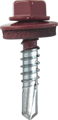 Саморез кровельный с резин. прокл. 4.8х35, сверло РТ3, RAL 3003 (красный рубин) (упак/200шт)