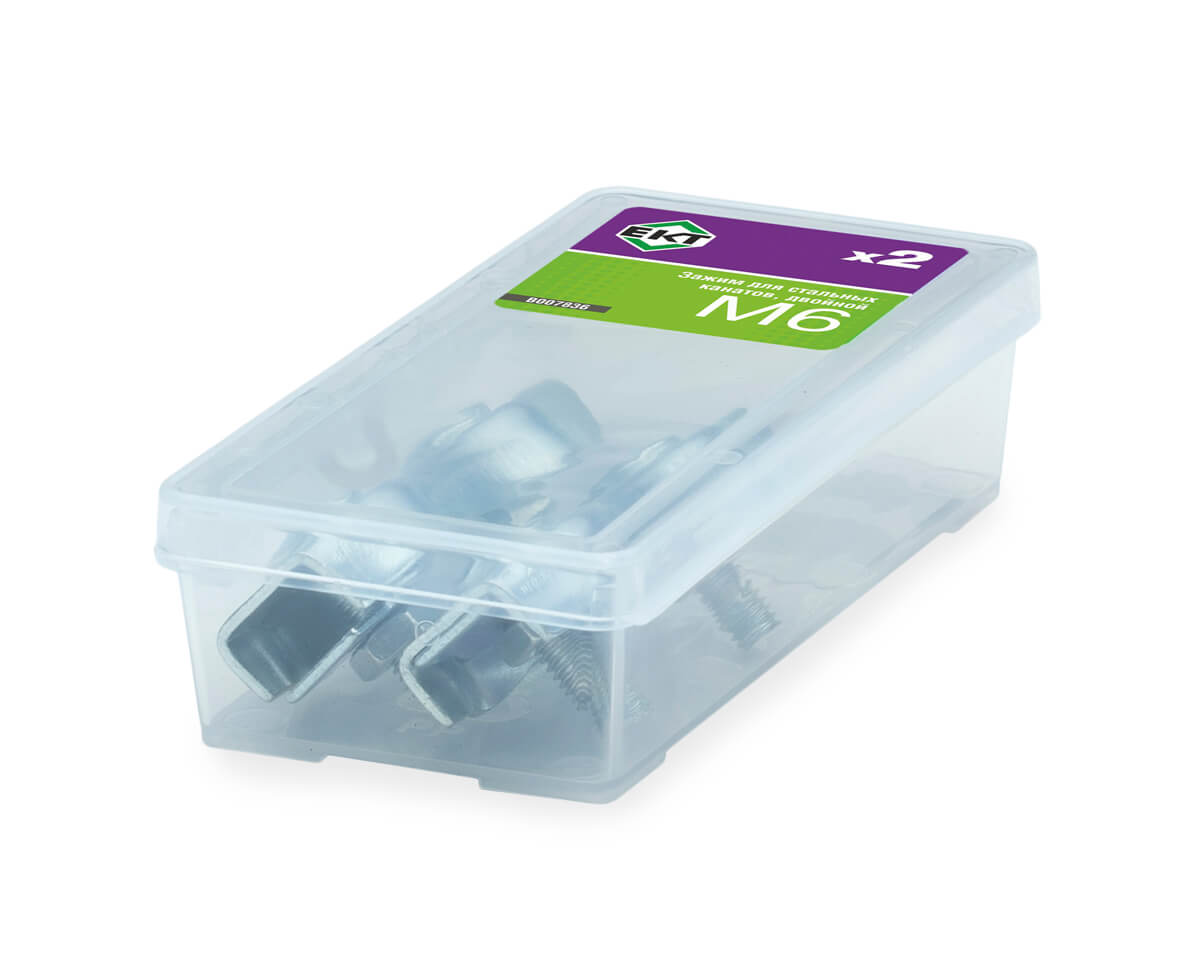 Зажим для стальных канатов 6 мм, двойной, оцинк. (упак/2шт)