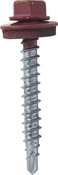 Саморез кровельный с резин. прокл. 4.8х35, сверло РТ3, RAL 3003 (красный рубин) (упак/200шт)