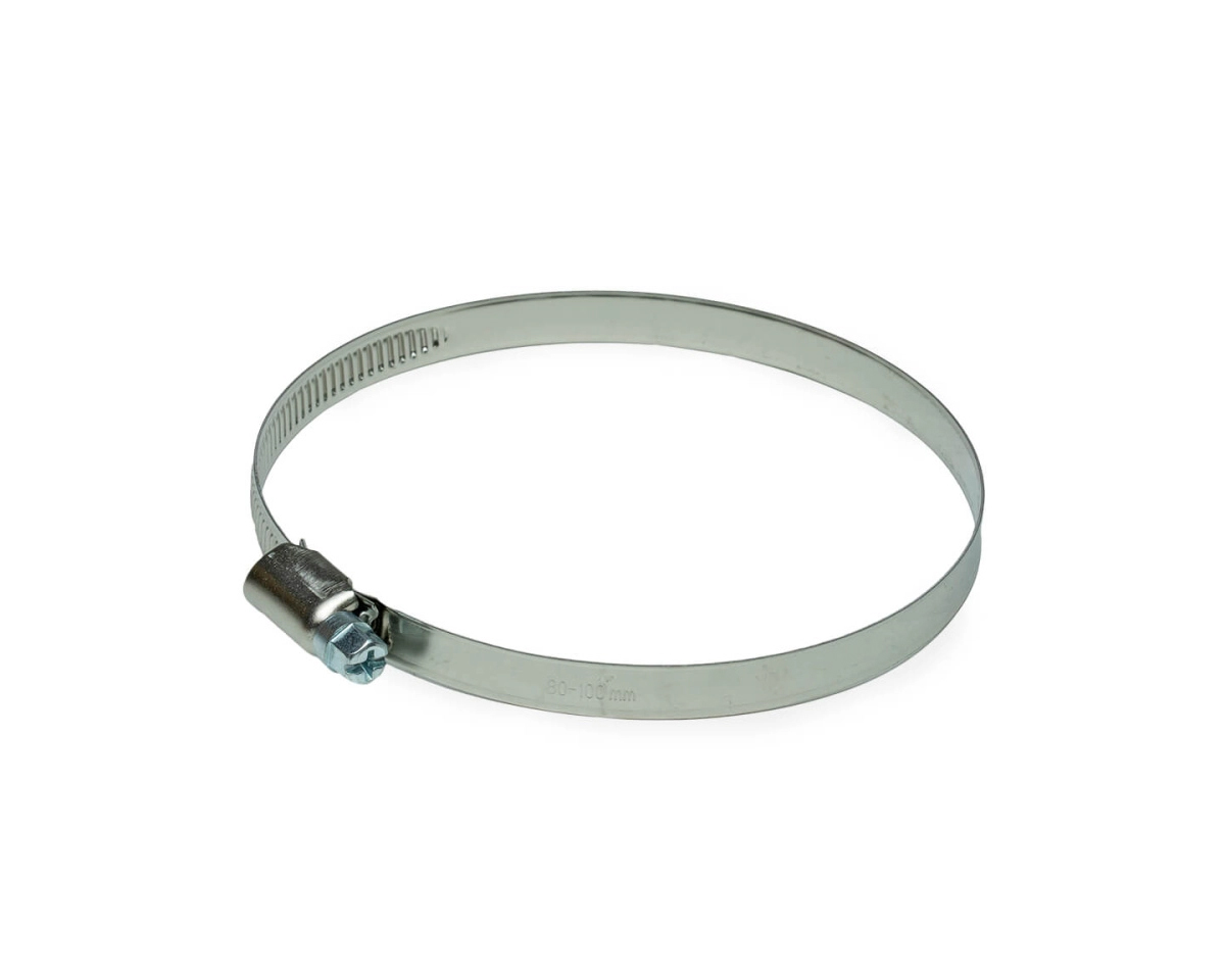 Хомут червячный (70-90 мм), ширина 9 мм, DIN3017-1, НЕРЖ. СТАЛЬ SS201, W2, винт оцинк. (упак/5шт)