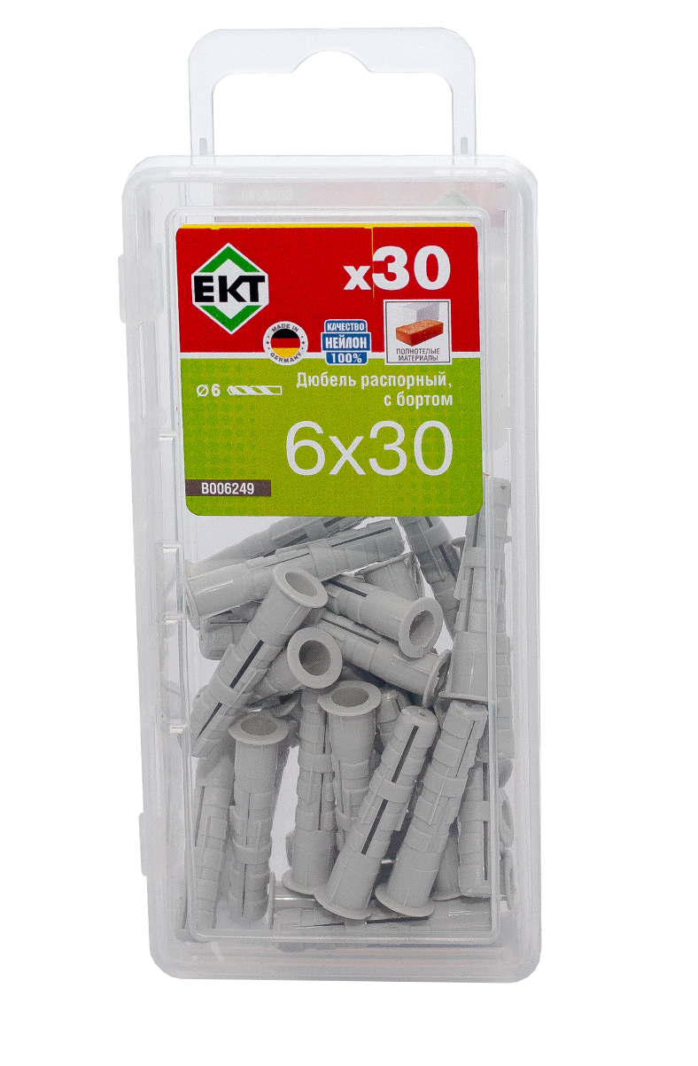 Распорный дюбель с бортом KEW KSD S 6х30, НЕЙЛОН (упак/30шт)