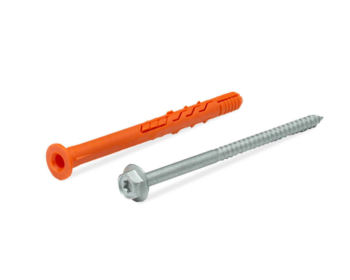 Рамный дюбель, шуруп с п/ш под ключ/TX, покр. ДАКРОМЕТ, 10x120 RD-H, НЕЙЛОН (упак/25шт)