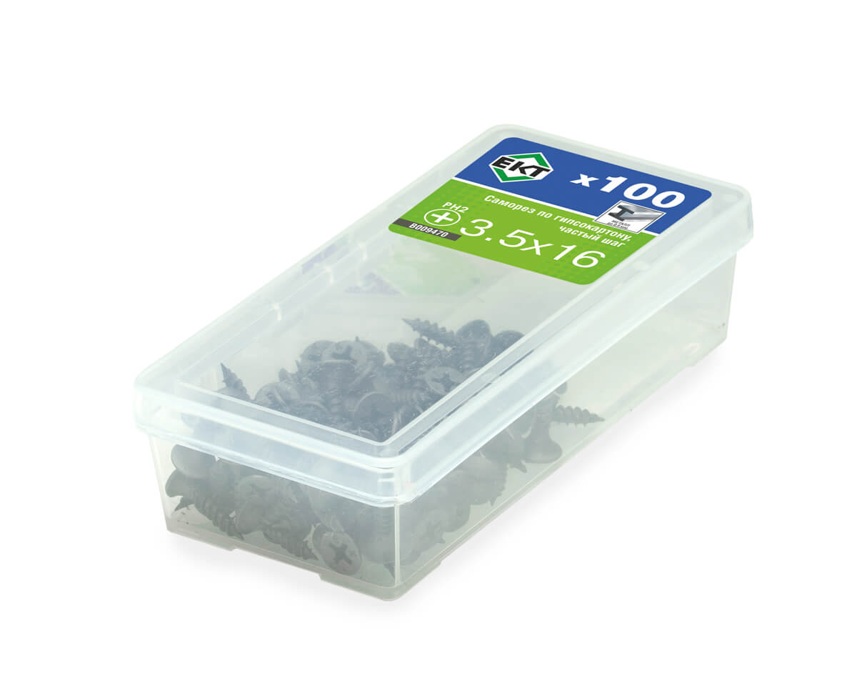 Саморез по ГК 3.5х16 частый шаг (к металлу), фосфат., ЕКТ (упак/100шт)