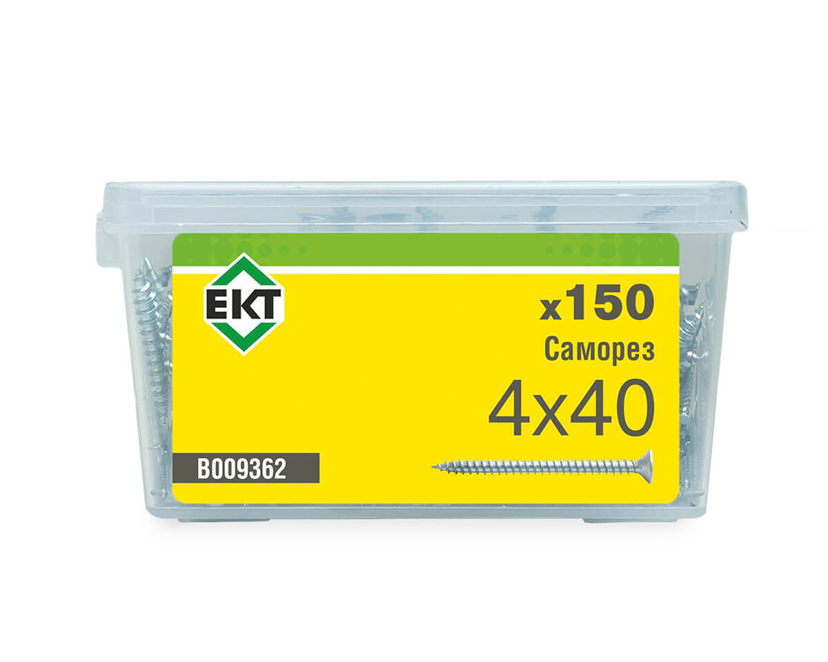 Саморез универсальный 4.0х40, белый цинк в пласт. контейнере (упак/150шт) ЕКТ