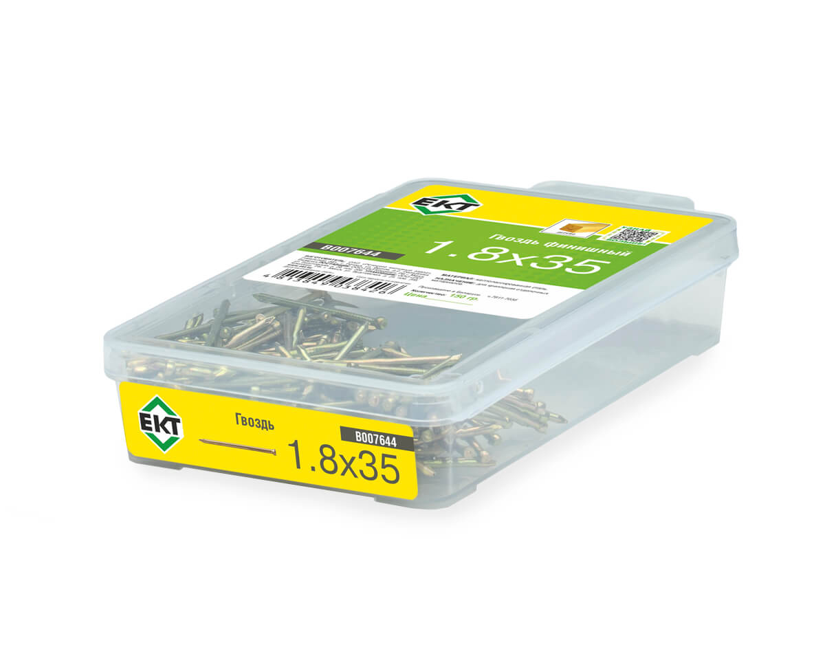 Гвоздь финишный 1,8x35, желт. цинк, в пласт. контейнере (упак/0,15кг)