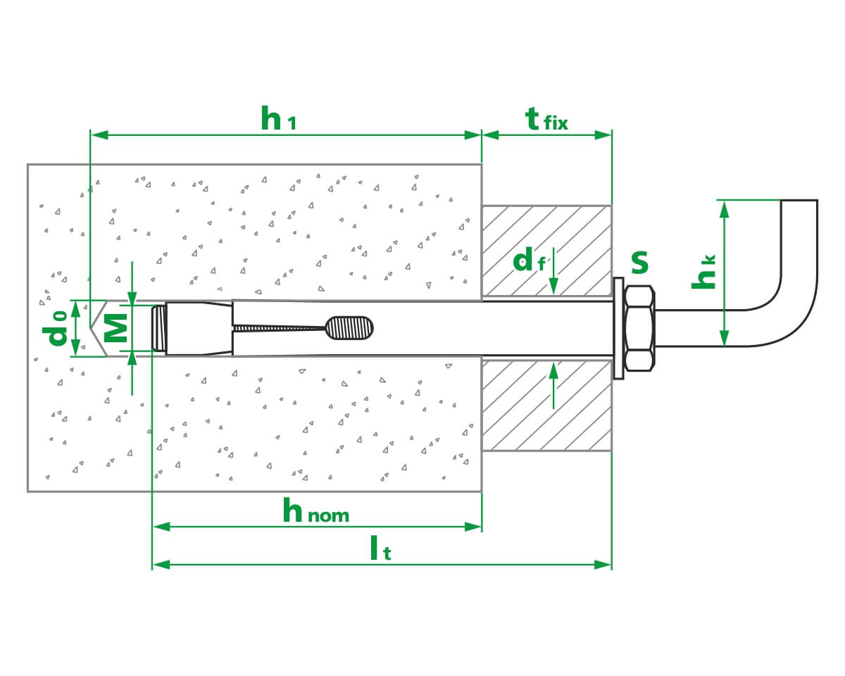 Анкерный болт Г-образный М6 8х60 (с этик./1шт)
