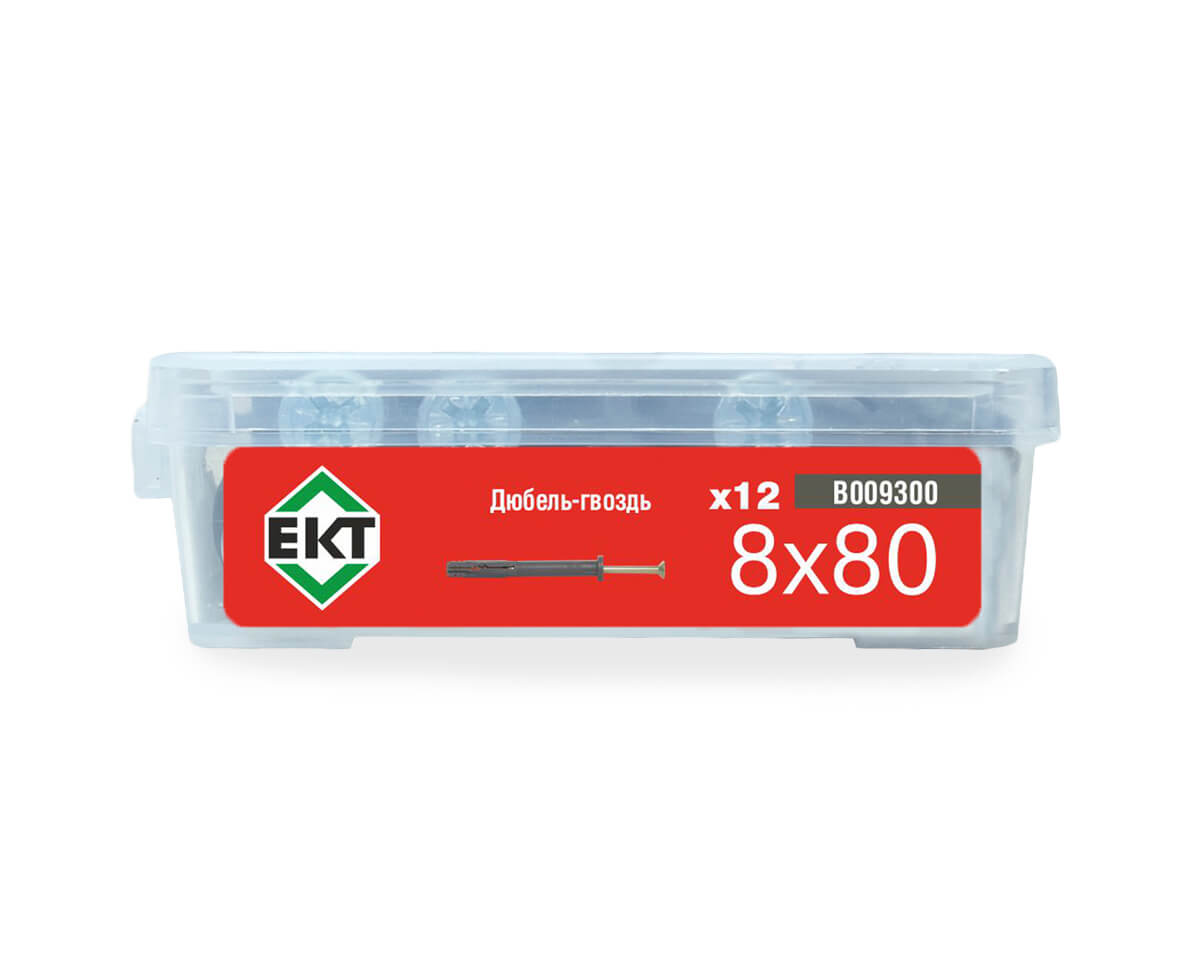 Дюбель-гвоздь GL, 8x80 цилиндр, п/п, ЕКТ (пласт.конт./12шт)