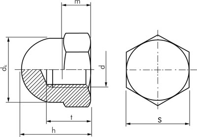 Гайка колпачковая М20, DIN1587, НЕРЖ. СТАЛЬ (упак/50шт)