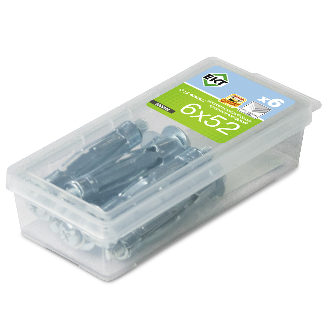 Дюбель металлический 6х52 мм, для пустотелых конструкций, ЕКТ (упак/6шт)