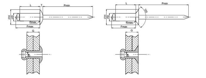 Заклепка вытяжная ISO 15977 4.8х12, Al/St, тип L (упак/500шт)