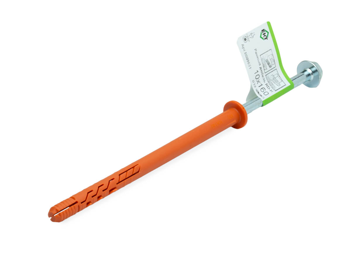 Рамный дюбель с шурупом ЕКТ RD-H 10x160 цилиндр, НЕЙЛОН (с этик./1шт)