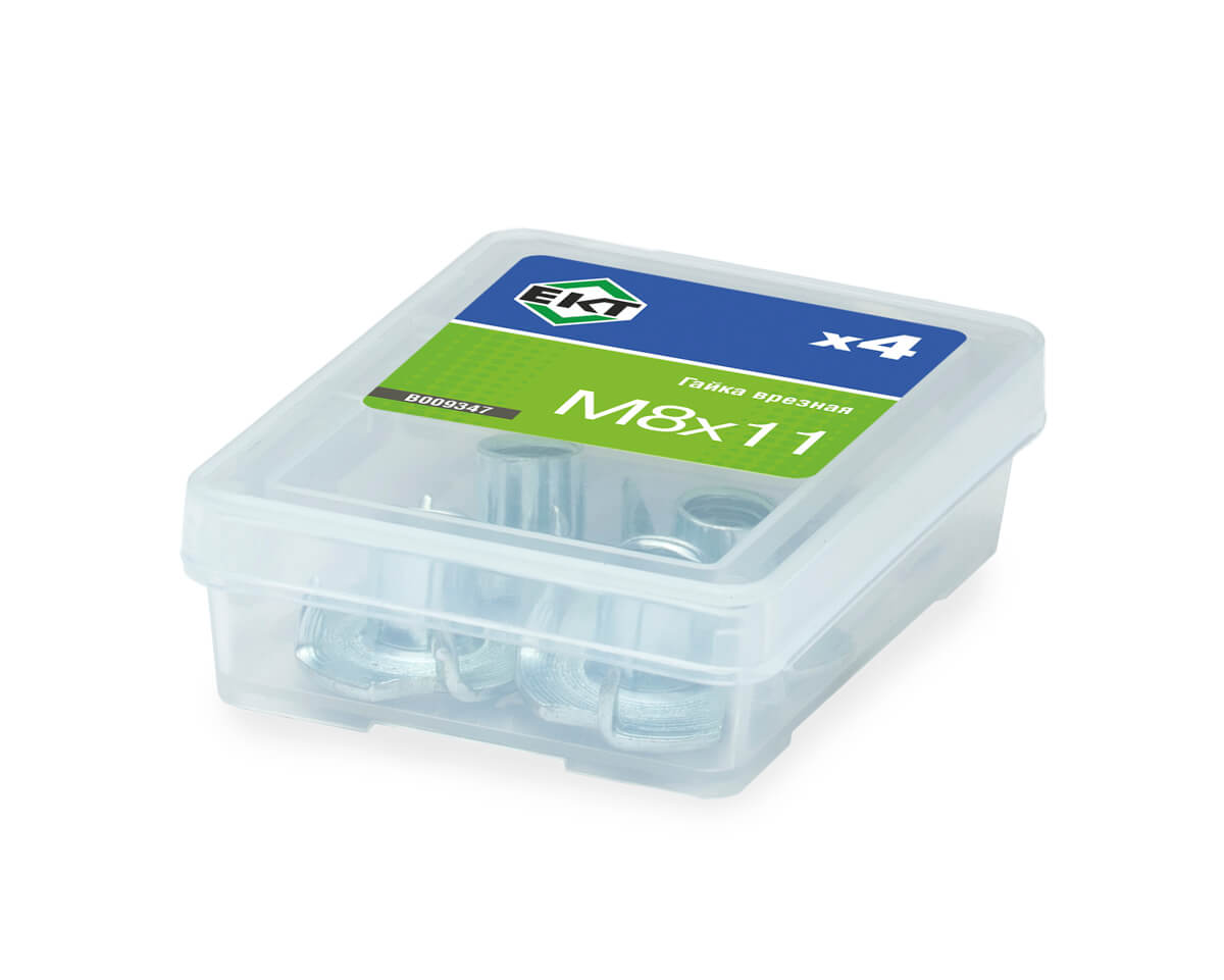 Гайка врезная М8х11, оцинк. (упак/4шт) ЕКТ