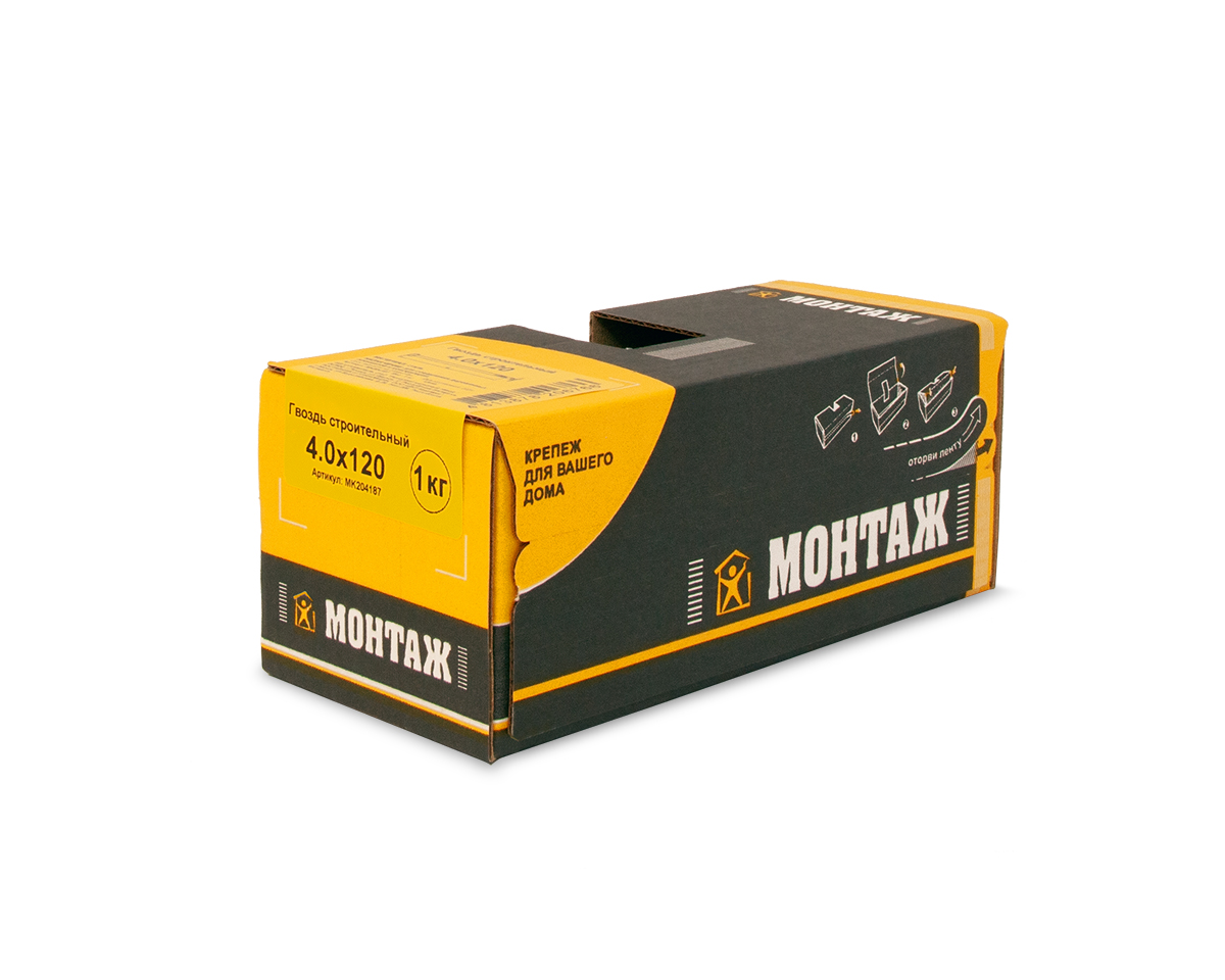 Гвоздь строительный 4.0x120, МОНТАЖ (упак/1кг)