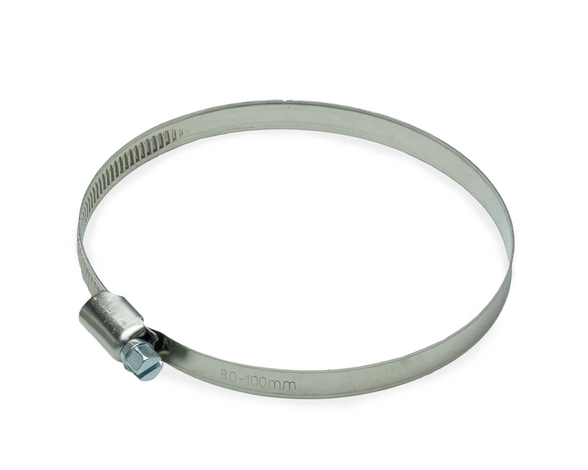 Хомут червячный (80-100 мм), ширина 9 мм, DIN3017-1, НЕРЖ. СТАЛЬ A2, W4, винт нерж. (упак/10шт)