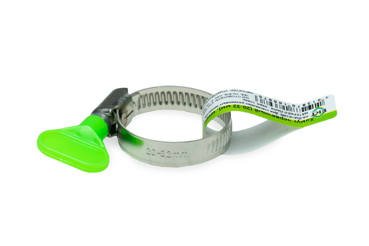 Хомут червячный (20-32 мм), ширина 9 мм, тип бабочка, НЕРЖ.СТАЛЬ, W2, ЕКТ (с этик./1шт)