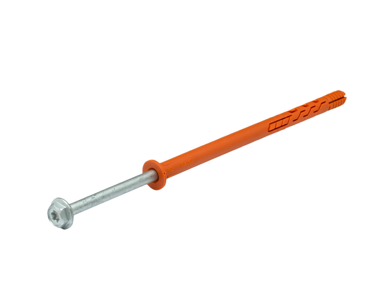 Рамный дюбель, шуруп с п/ш под ключ/TX, покр. ДАКРОМЕТ, 10x160 RD-H, НЕЙЛОН (упак/25шт)