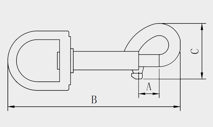 Карабин с вертлюгом и кольцом 16x80, никелированная сталь (упак/500шт)