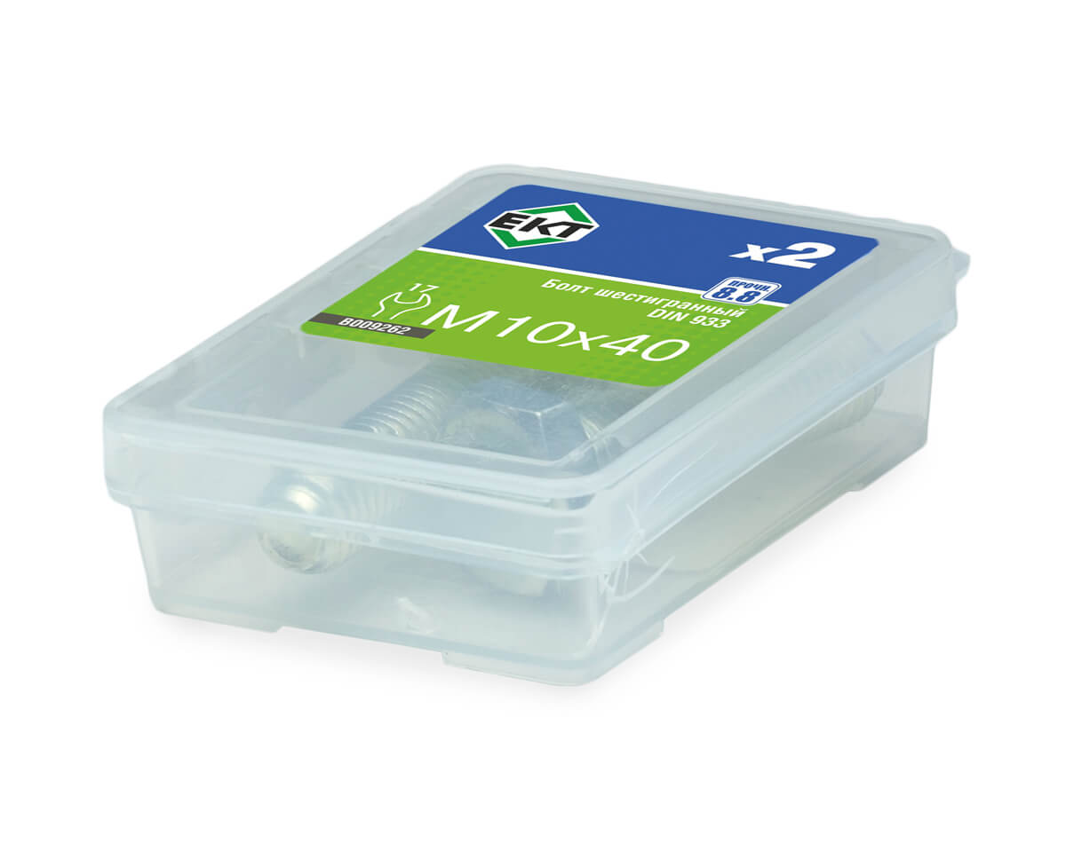 Болт шестигранный 10х 40, цинк, прочн. 8.8 DIN 933 (упак/2шт)