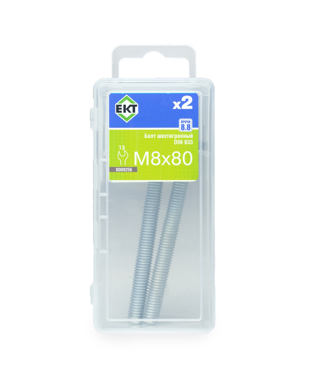Болт шестигранный 8х 80, цинк, прочн. 8.8 DIN 933 (ГОСТ 7798-70) (упак/2шт)