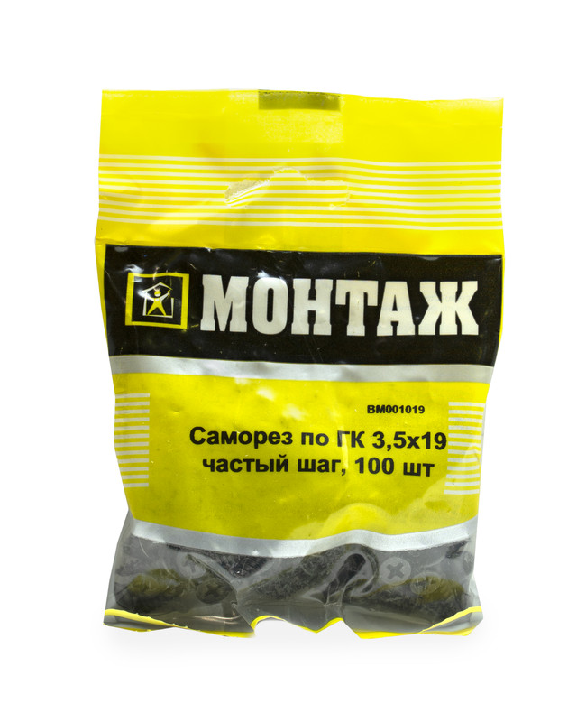 Саморез по ГК, частый шаг 3,5x19 (пакет/100шт)