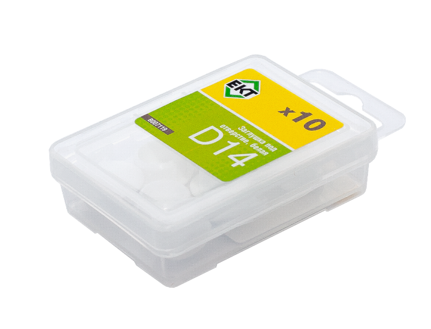 Заглушка декоративная под отверстие D14, белая (упак/10шт)