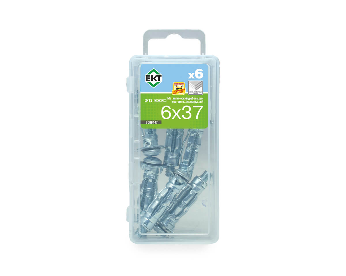 Дюбель металлический 6х37 мм, для пустотелых конструкций, ЕКТ (упак/6шт)