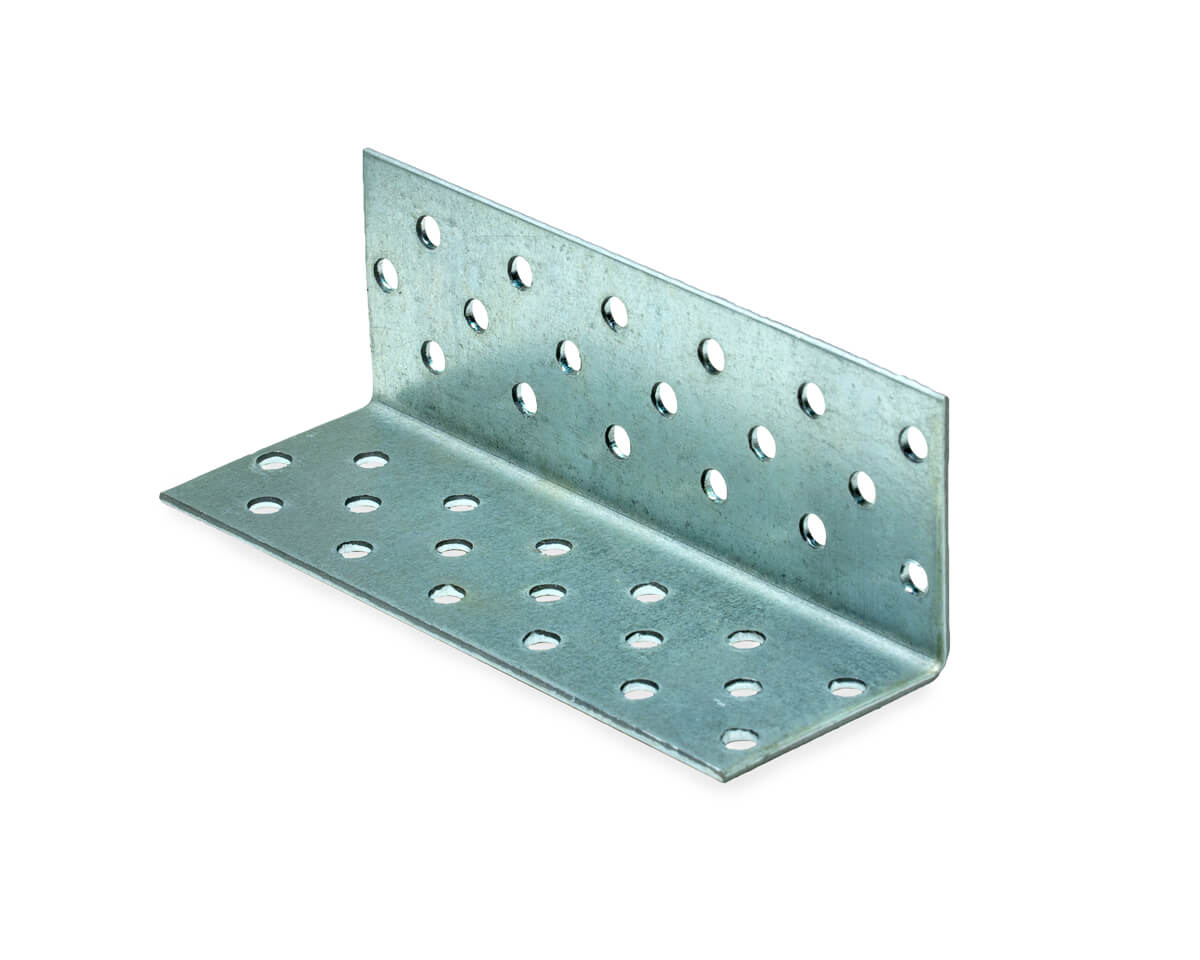 Уголок крепежный равносторонний KUR 40x40x120x2.0мм, белый цинк (упак/50шт)