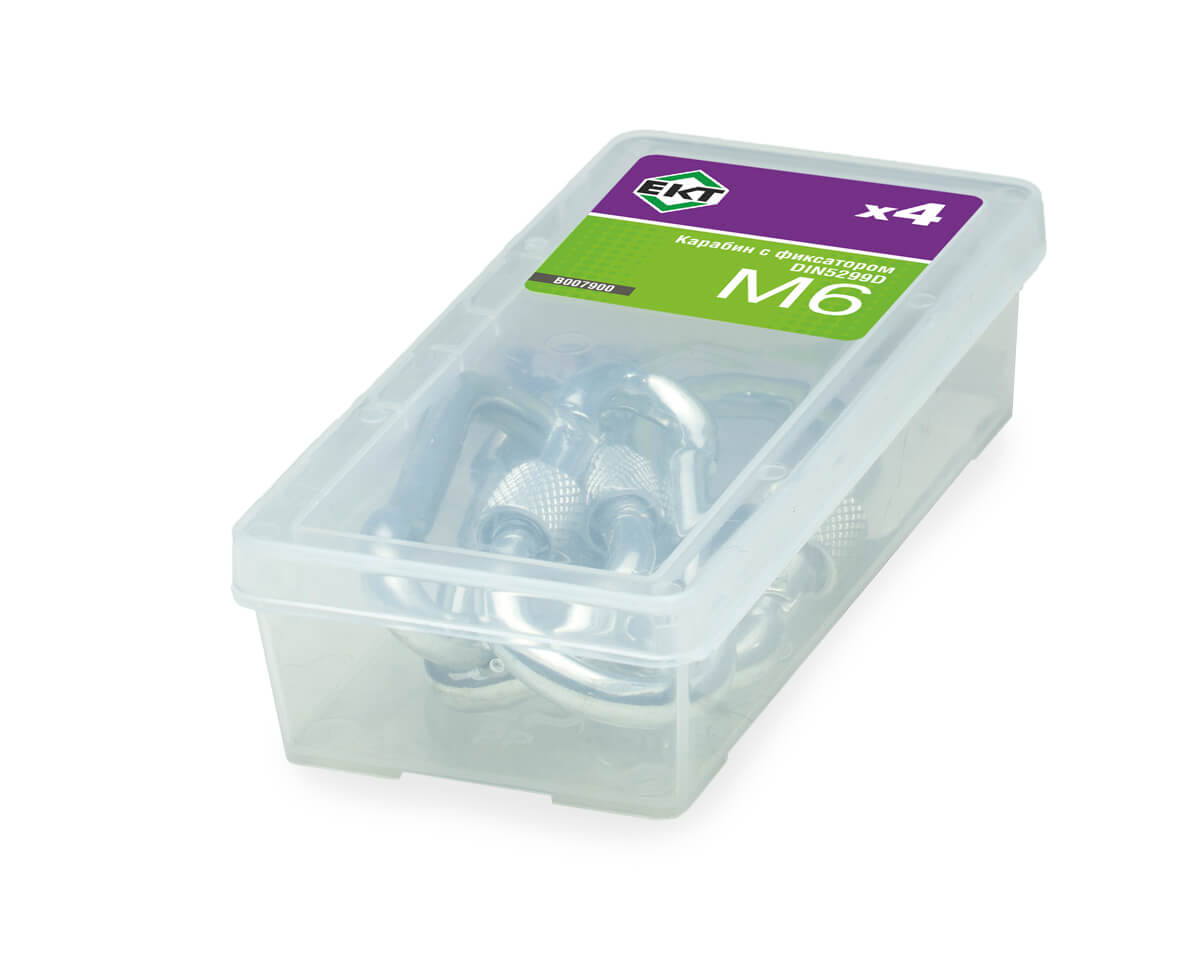 Карабин М6, с фиксатором, DIN5299D (упак/4шт)