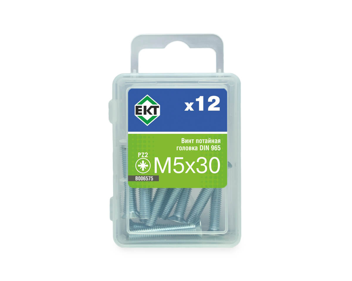 Винт 5х 30 пот. гол. POZI, цинк, DIN 965 (упак/12шт)