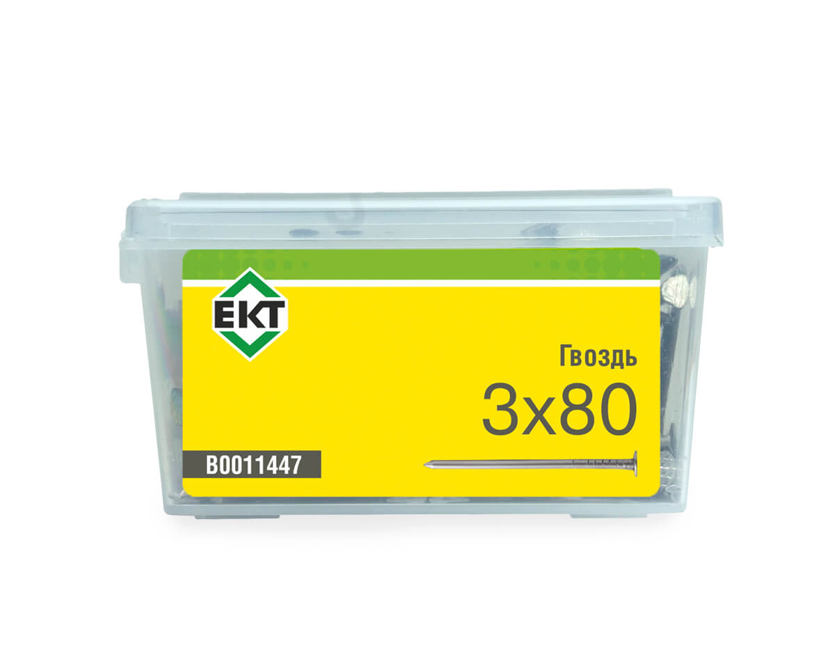 Гвоздь строительный 3,0х80 в пласт. контейнере (упак/0,4кг)
