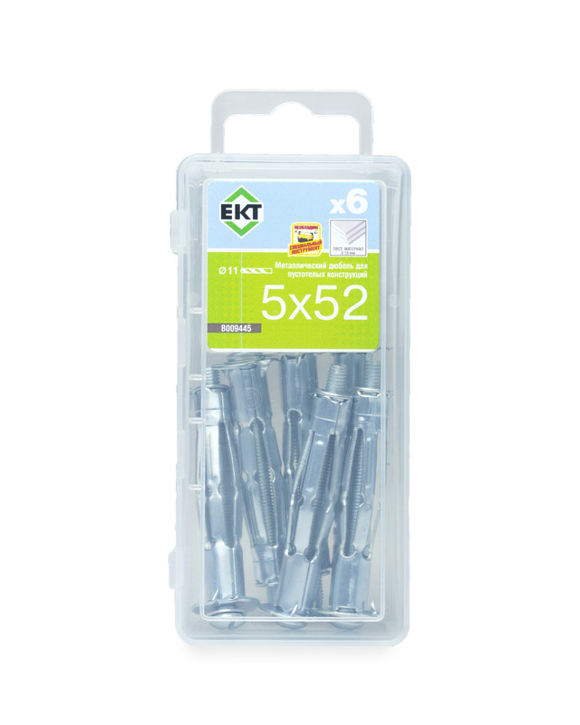 Дюбель металлический 5х52 мм, для пустотелых конструкций, ЕКТ (упак/6шт)