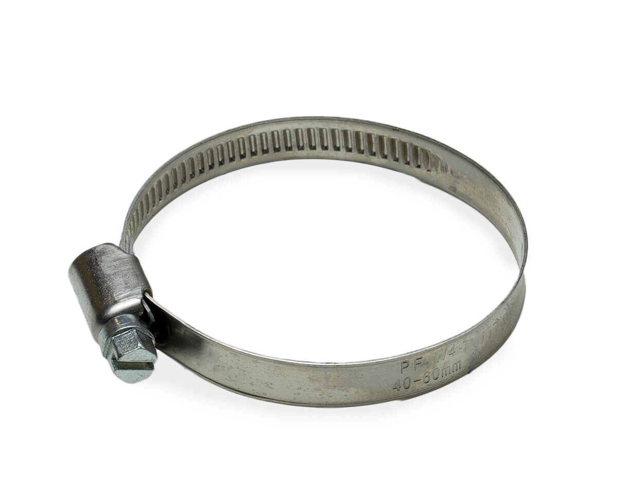 Хомут червячный (40-60 мм), ширина 9 мм, DIN3017-1, НЕРЖ. СТАЛЬ A2, W4, винт нерж. (упак/25шт)