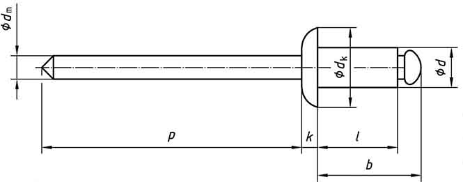 Заклепка вытяжная ISO 15977 4.8х12, Al/St, тип L RAL8017 (темно-коричневый) (упак/500шт)