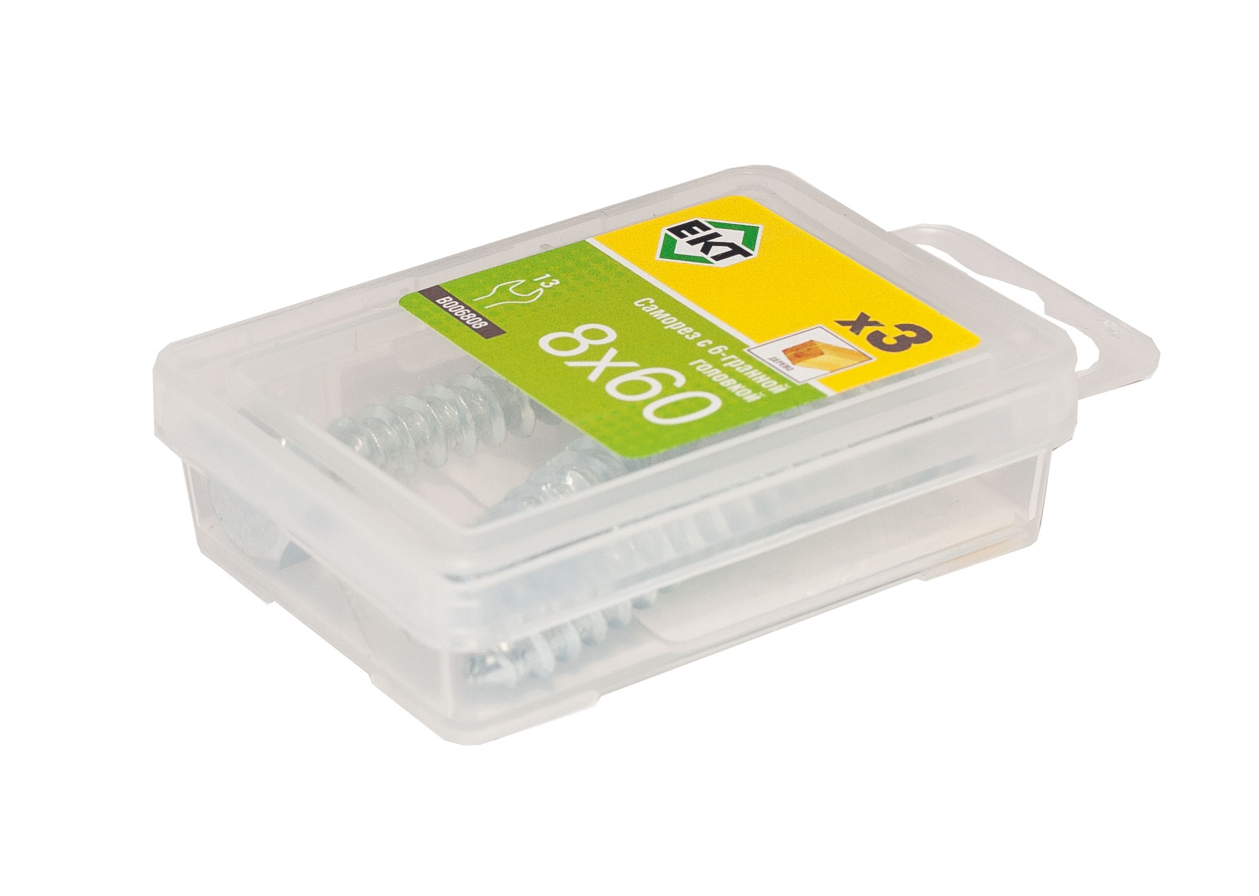 Саморез с 6-гранной головкой 8,0 х60 острый, цинк (упак/3шт)