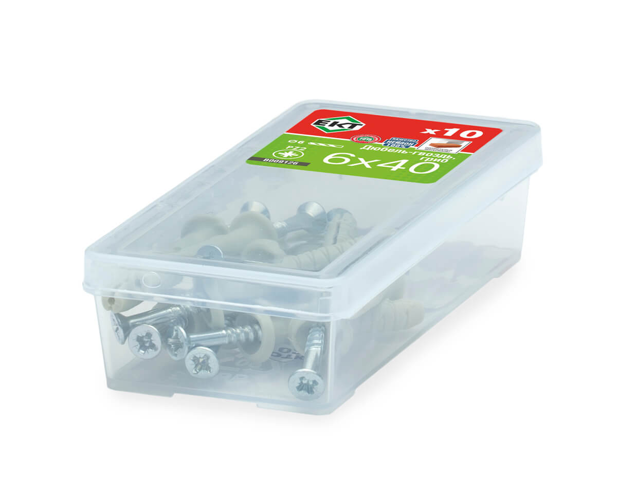 Дюбель-гвоздь GL, 6x40 гриб, нейлон, ЕКТ (мини-конт./10шт)
