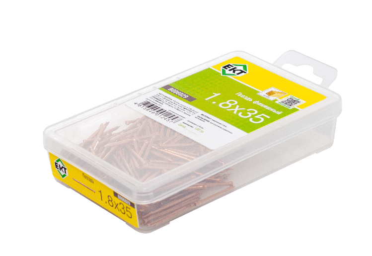 Гвоздь финишный 1,8x35, омедненный, в пласт. контейнере (упак/0,15кг)