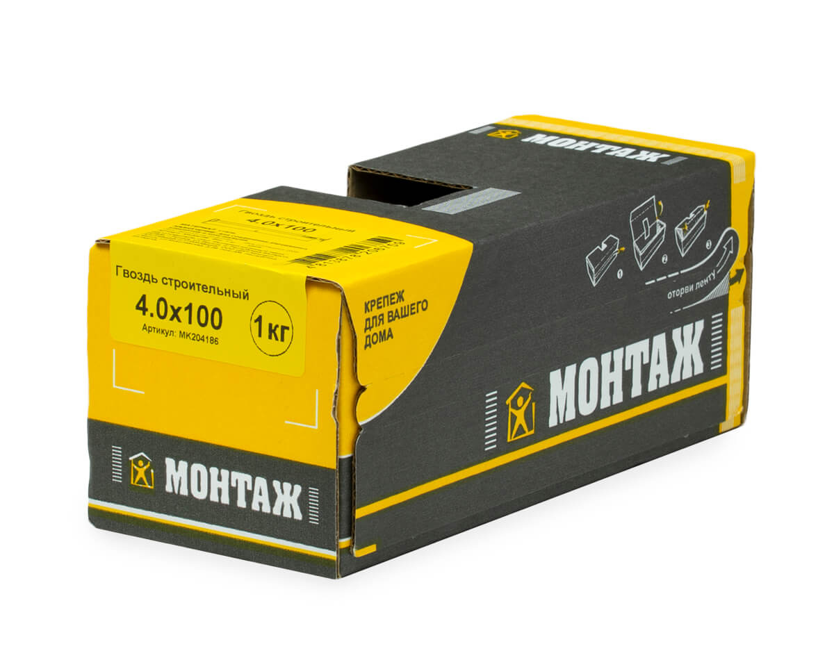 Гвоздь строительный 4.0x100, МОНТАЖ (упак/1кг)